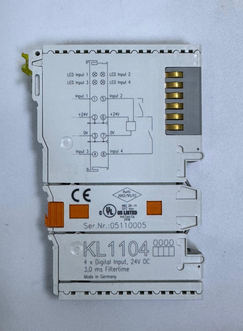 RS KL1104 Digital Input Terminal – 4Channel, 24V DC, 3.0 ms Filter Time0