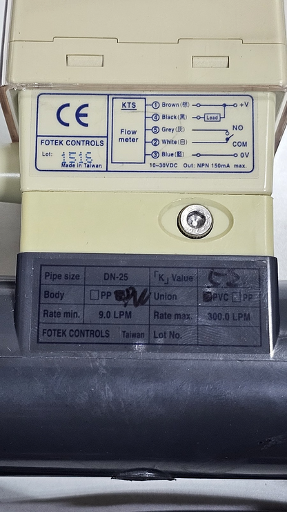 Fotek | KTS25PVC | Paddle Wheel Flow Sensor | Digital Flow Meter3