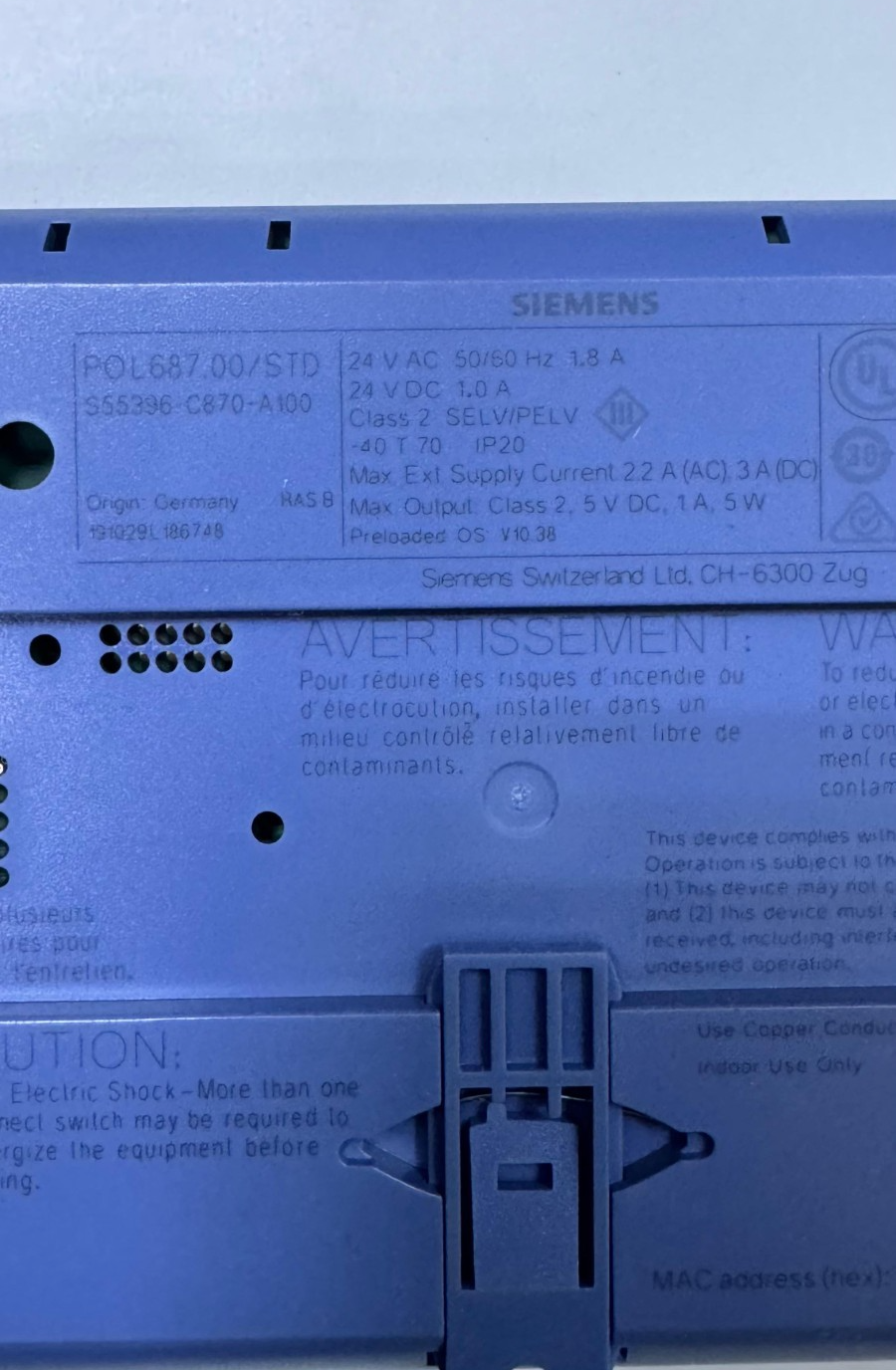 Siemens POL687.70/STD Climatix HVAC Controller – 24V AC/DC, Made In Germany7