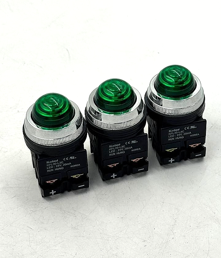 Koino KPL30L3C Green LED Indicator Light | 24V , 20mA | ( Pack of 3)0