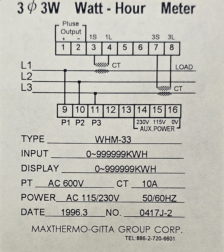 Maxthermo Gitta | WHM33 | Digital Panel Meter | 10A | 600V AC3