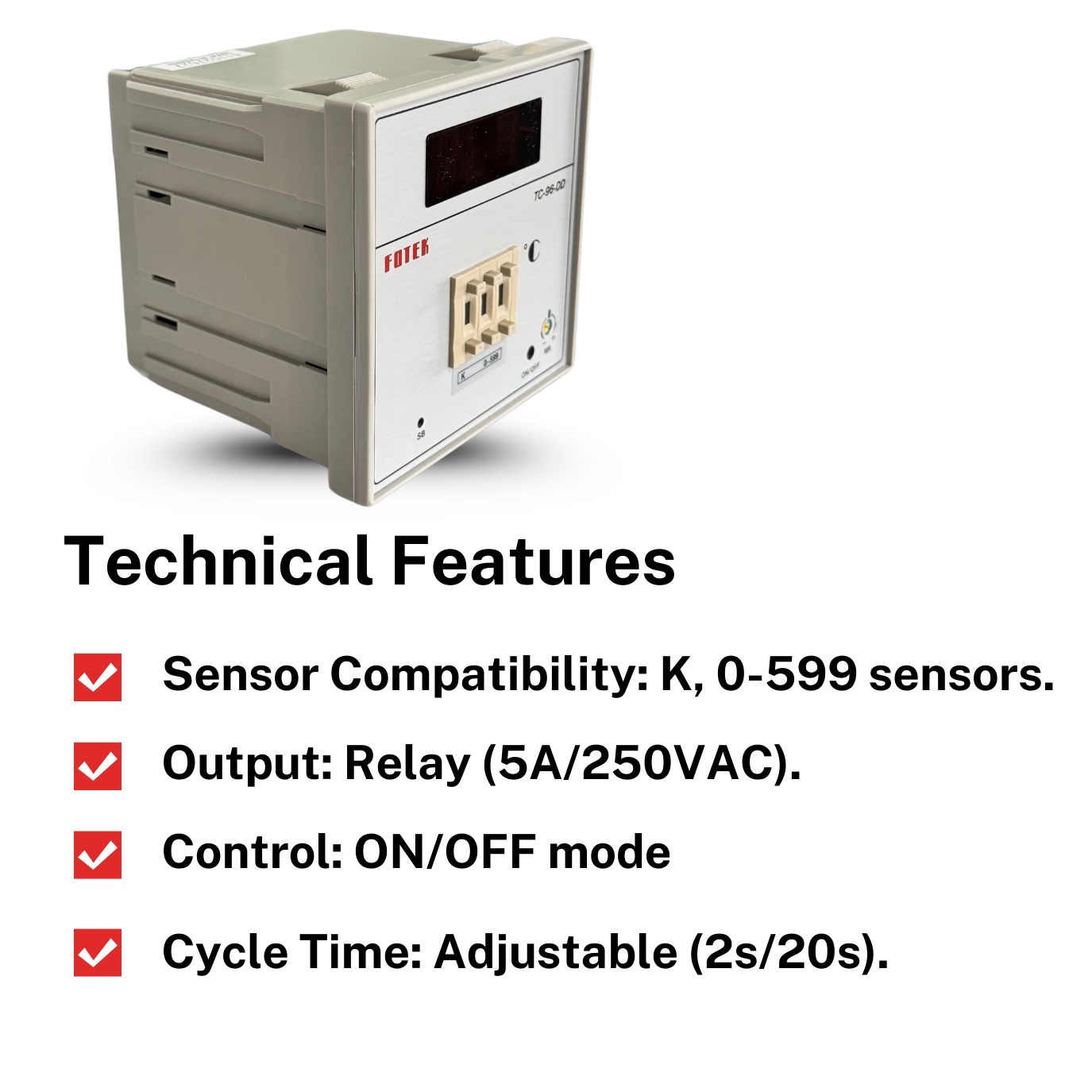 Fotek TC96DDR5S Temperature Controller | K, 0599 Sensor Compatibility3