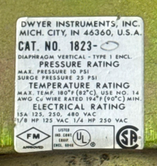 Dwyer Instruments | 18230 | Pressure Switch | Made in USA2