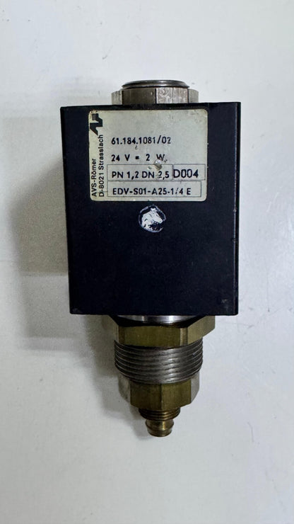 AVSRömer EDVS01A251/4 Solenoid Valve – 24V, 2W, PN 1.2, DN 2.5 - saleem al tamimi electric equipment trading co llc-UAE