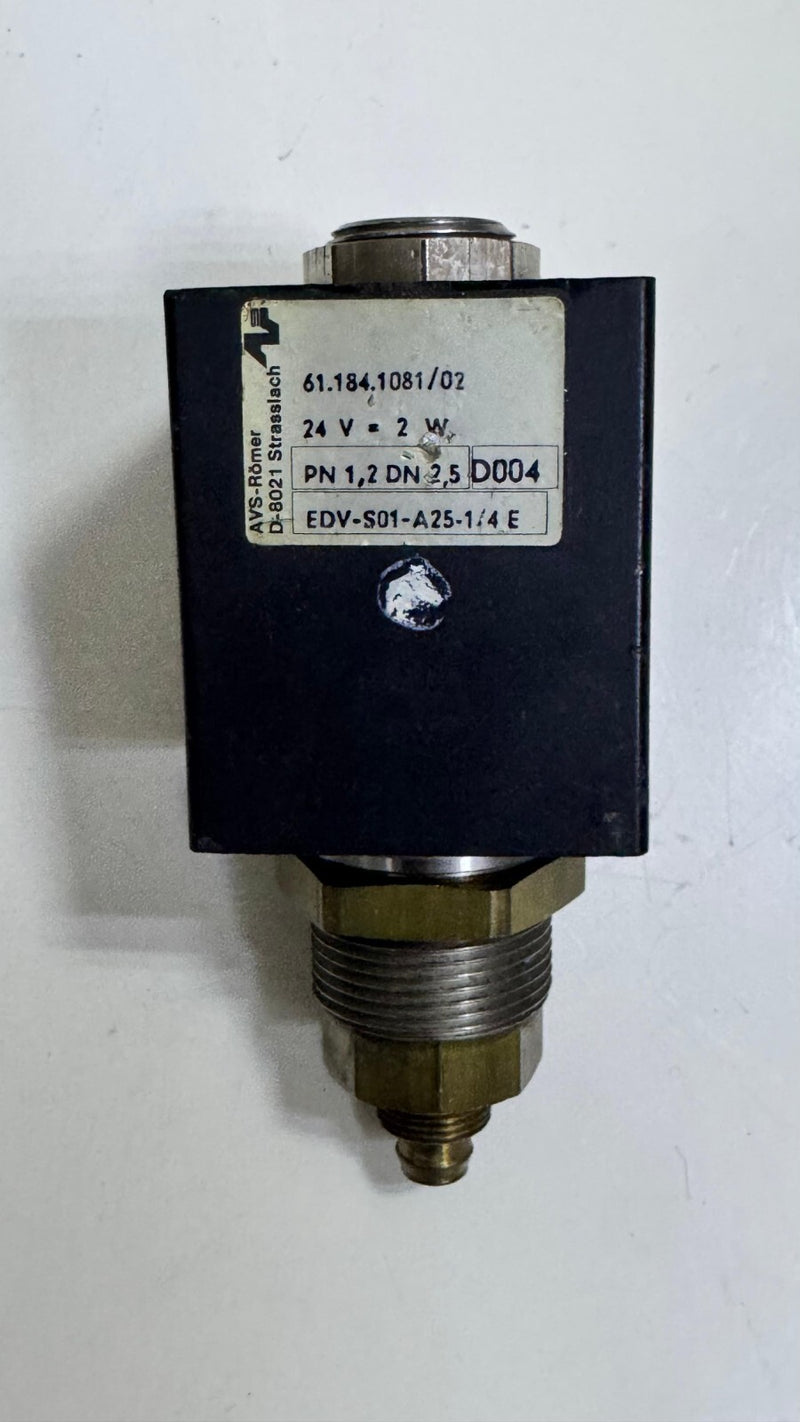 AVSRömer EDVS01A251/4 Solenoid Valve – 24V, 2W, PN 1.2, DN 2.50