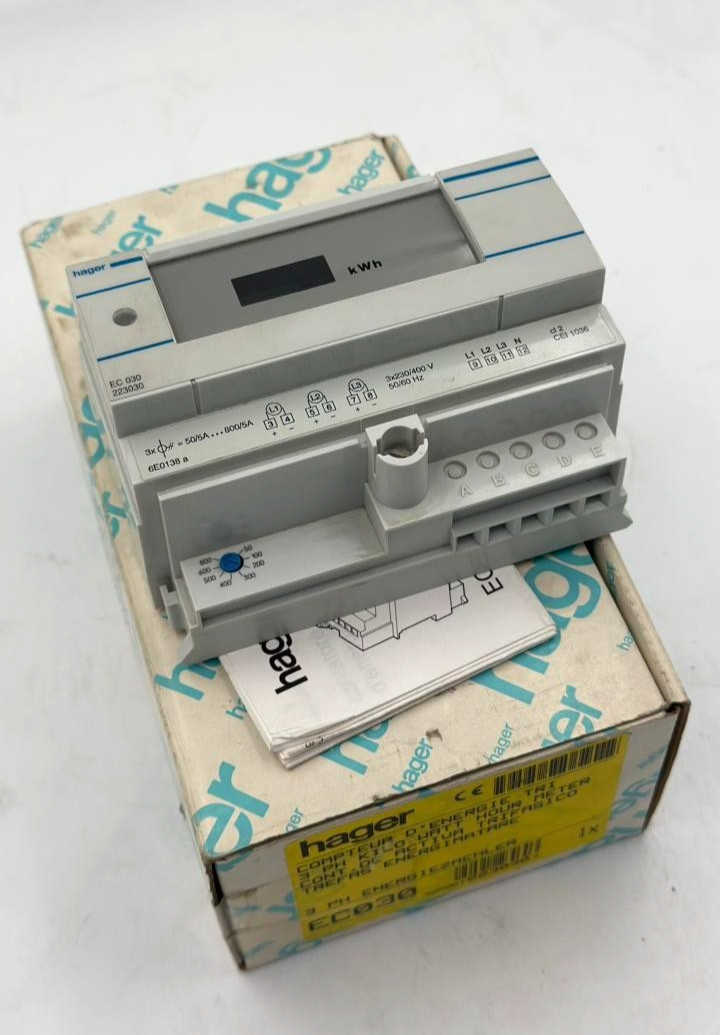 Hager EC 030 223030 3Phase Energy Meter | 50/5A to 800/5A0