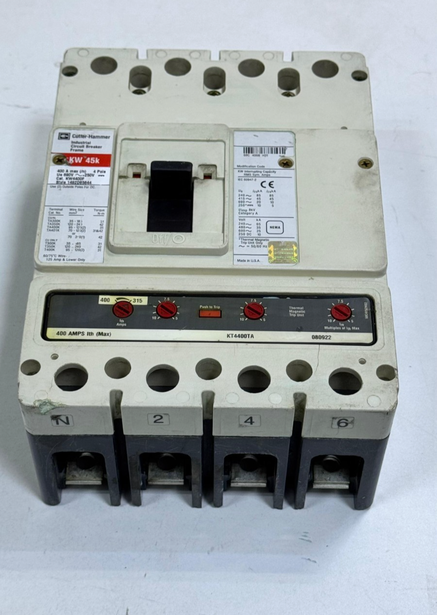 Cutler Hammer | Industrial Circuit Breaker KW4400F | KW 45K | 400A | Made In USA1