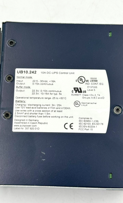PULS DIMENSION UB10.242 | 10A DCUPS Control Unit Czech Republic Made6