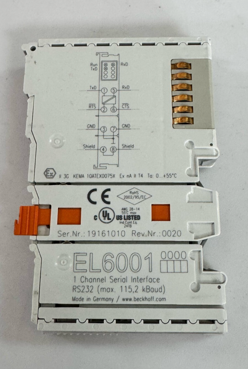 Beckhoff EL6001 1Channel RS232 Serial Interface (Max 115.2 kBaud)0
