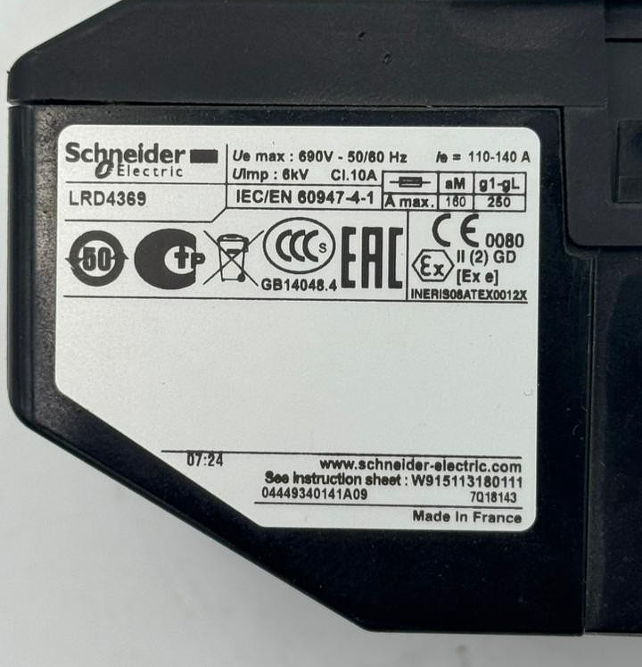 Schneider Electric TeSys LRD4369 Thermal Overload Relay | 140 A | Made in France4