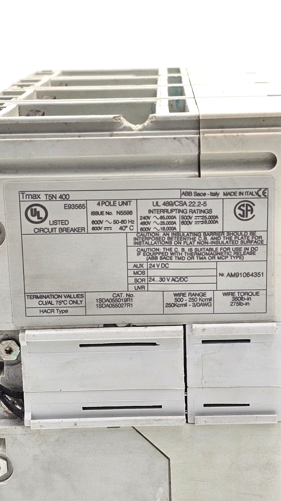 ABB SACE Tmax T5 Molded Case Circuit Breaker 400A - saleem al tamimi electric equipment trading co llc-UAE
