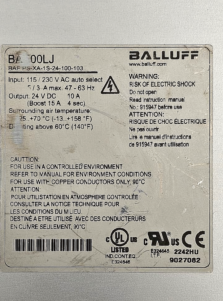 Balluff BAE00LJ BAE PSXA1S24100103 Heartbeat Power Supply Unit - saleem al tamimi electric equipment trading co llc-UAE
