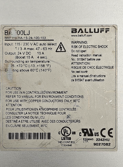 Balluff BAE00LJ BAE PSXA1S24100103 Heartbeat Power Supply Unit - saleem al tamimi electric equipment trading co llc-UAE
