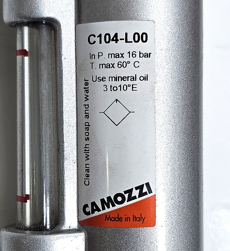 Camozzi C104 L00 Pneumatic Lubricator | 16 Bar Max | Mineral Oil | Made in Italy - saleem al tamimi electric equipment trading co llc-UAE