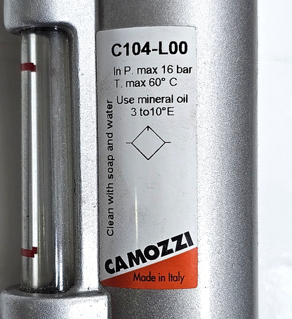 Camozzi C104 L00 Pneumatic Lubricator | 16 Bar Max | Mineral Oil | Made in Italy - saleem al tamimi electric equipment trading co llc-UAE