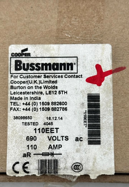 Cooper Bussmann 110EET Fuse 110A 690V | Made in India ( Pack of 3 pcs ) - saleem al tamimi electric equipment trading co llc-UAE