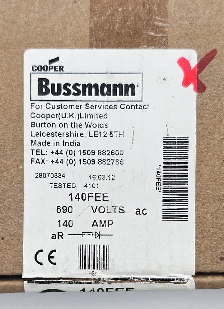 Cooper Bussmann 140FEE Fuse 140A 690V | Made in India ( Pack of 3 pcs ) - saleem al tamimi electric equipment trading co llc-UAE