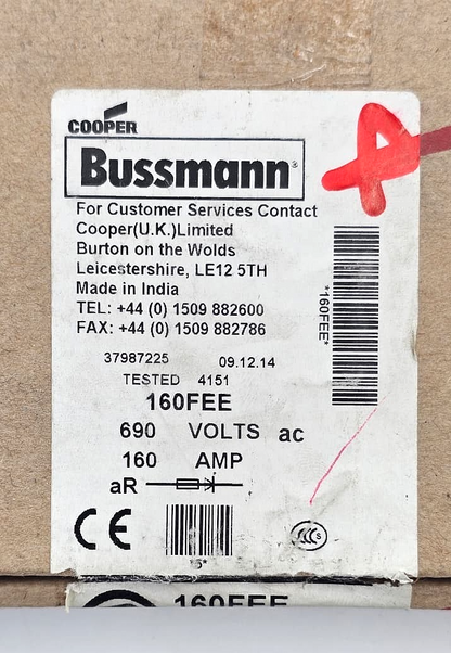 Cooper Bussmann 160FEE Fuse 160A 690V | Made in India ( Pack of 2) - saleem al tamimi electric equipment trading co llc-UAE