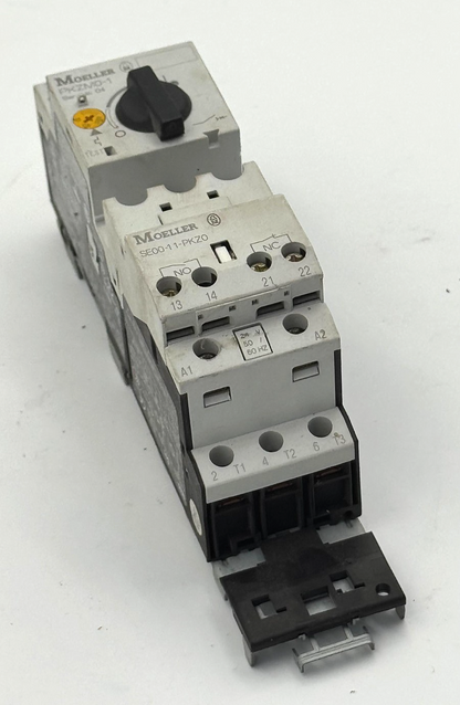 Eaton Moeller PKZM01Circuit Breaker with SE0011PKZ0 Auxiliary Contact Block - saleem al tamimi electric equipment trading co llc-UAE