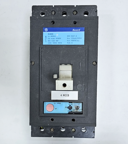 GE Record D400 MCCB – 400A, 690V, 35kA Icu, | 4Pole Circuit Breaker | Fast Ship - saleem al tamimi electric equipment trading co llc-UAE