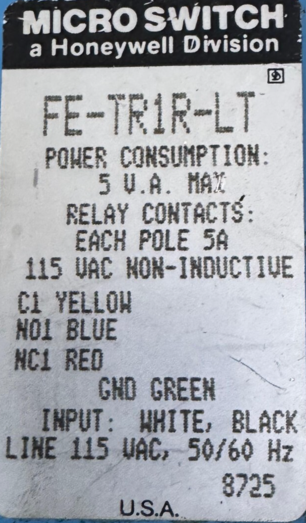 Honeywell Micro Switch FETR1RLT | 115VAC Input | 5A Relay Contacts | 5VA Max - saleem al tamimi electric equipment trading co llc-UAE