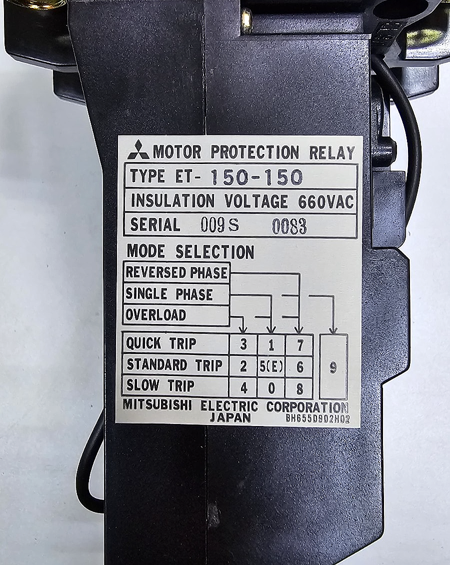 Mitsubishi ET150 Motor Protection Relay| 40150A | 660VAC | Japan Made7