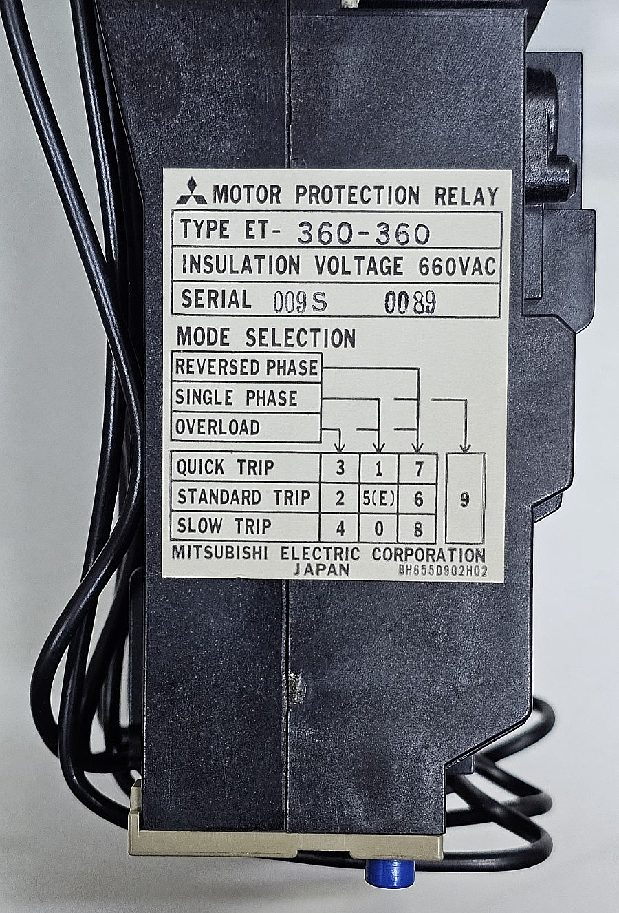 Mitsubishi ET360 Motor Protection Relay | 110360 A | 660VAC | Japan Made - saleem al tamimi electric equipment trading co llc-UAE