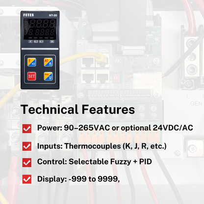 NT20R24V PID Temp Controller 48x96mm Dual Alarm 24VDC/AC Relay SSR Input - saleem al tamimi electric equipment trading co llc-UAE