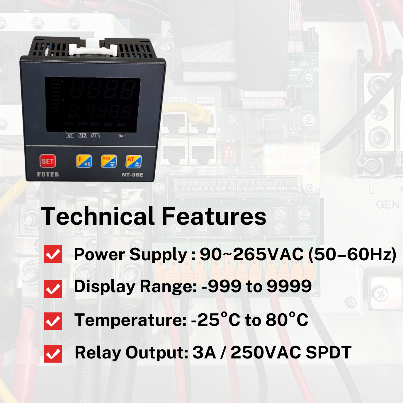 NT96RE PID  Temperature Controller NT96RE 48x96mm Dual Alarm 24V AC/DC - saleem al tamimi electric equipment trading co llc-UAE