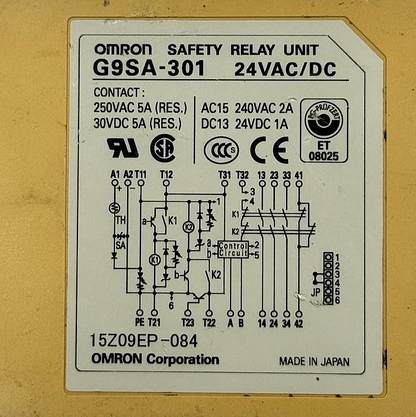 Omron G9SA301 Safety Relay Unit | 24VAC/DC | Made in Japan - saleem al tamimi electric equipment trading co llc-UAE