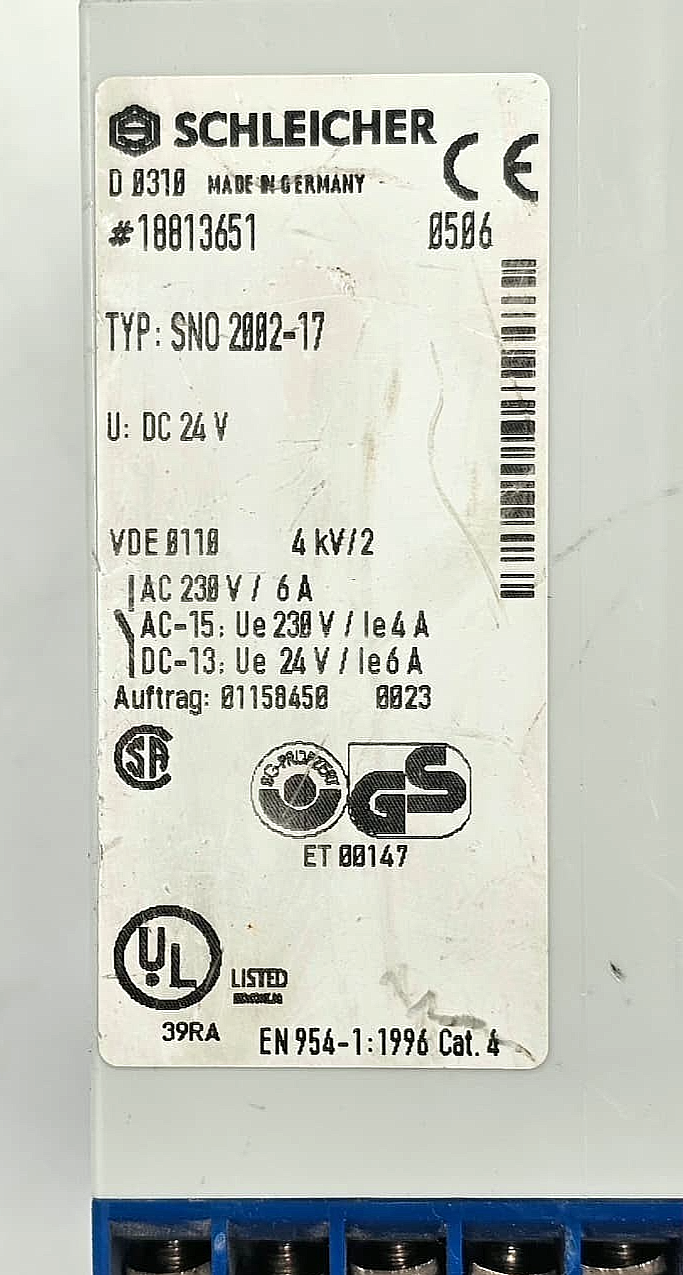 Schleicher SNO 288217 Safety Relay | Made in Germany - saleem al tamimi electric equipment trading co llc-UAE