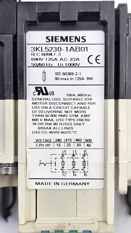 Siemens | 3KL52301AB01 | Switch disconnector | Made in Germany5