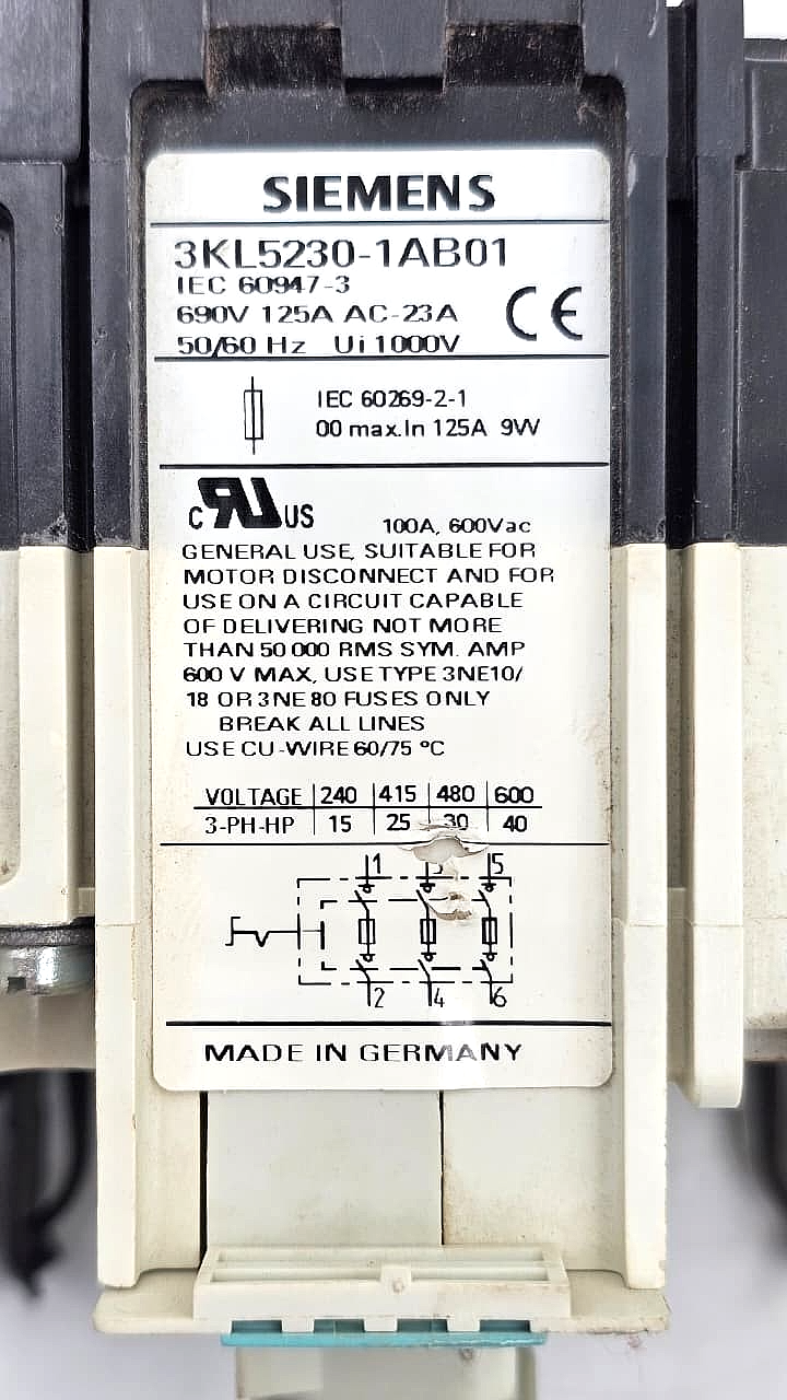 Siemens | 3KL52301AB01 | Switch disconnector | Made in Germany - saleem al tamimi electric equipment trading co llc-UAE