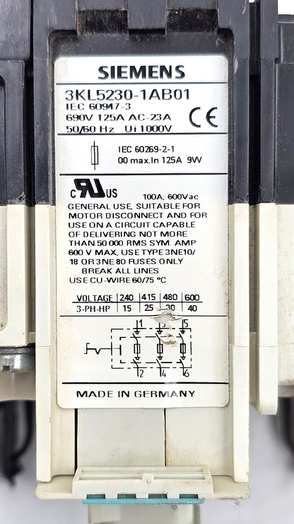 Siemens | 3KL52301AB01 | Switch disconnector | Made in Germany - saleem al tamimi electric equipment trading co llc-UAE