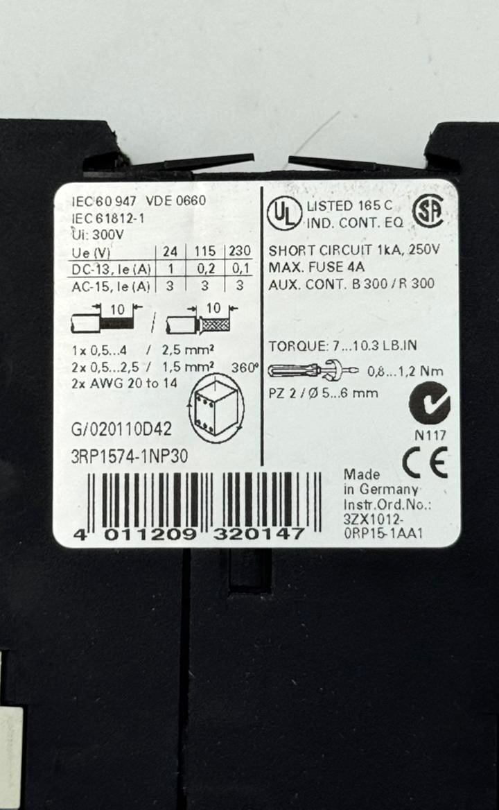 Siemens 3RP1574 1NP30 Auxiliary Contact Block | Made in Germany - saleem al tamimi electric equipment trading co llc-UAE