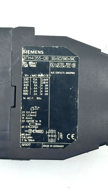 Siemens 3TH43550B Auxiliary Contactor Relay | Made in Germany - saleem al tamimi electric equipment trading co llc-UAE