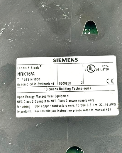 Siemens Landis & Staefa NRK16/A Energy Management Controller - saleem al tamimi electric equipment trading co llc-UAE