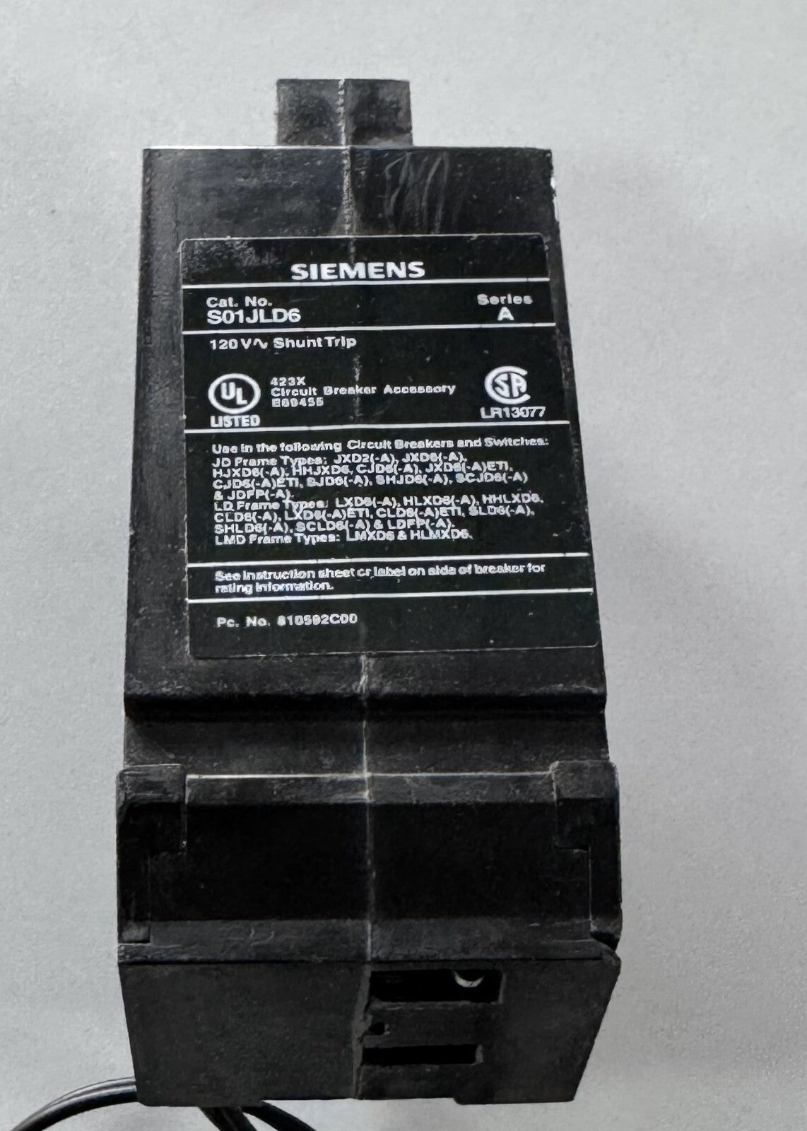 Siemens S01JLD6 Shunt Trip Accessory – 120V | Compatible with JD, LD & LMD Frame - saleem al tamimi electric equipment trading co llc-UAE