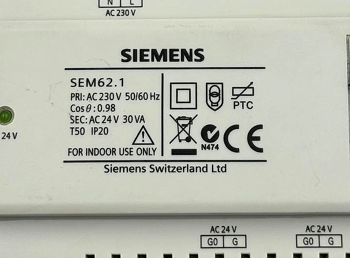 Siemens SEM62.1 | 230V to 24V AC  | Transformer |  Made in Switzerland ( 1pcs ) - saleem al tamimi electric equipment trading co llc-UAE