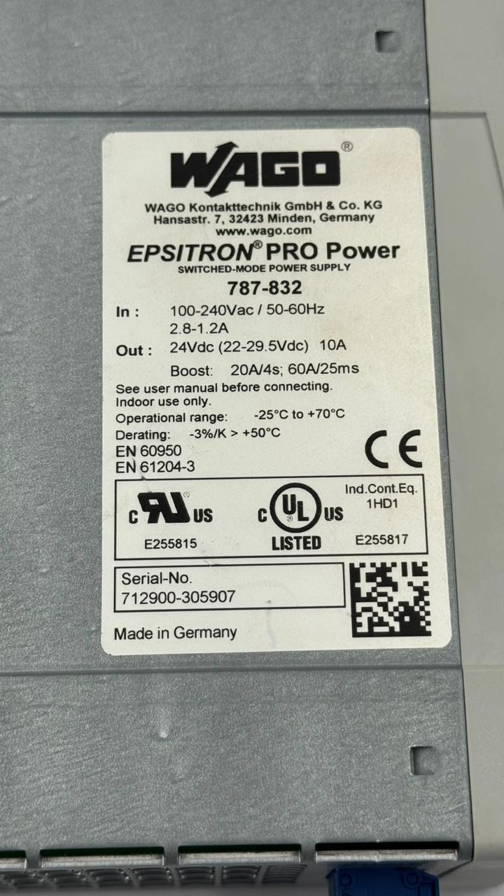 WAGO 787-832 | EPSITRON PRO Power Supply | 24V DC 10A | Made in Germany - saleem al tamimi electric equipment trading co llc-UAE