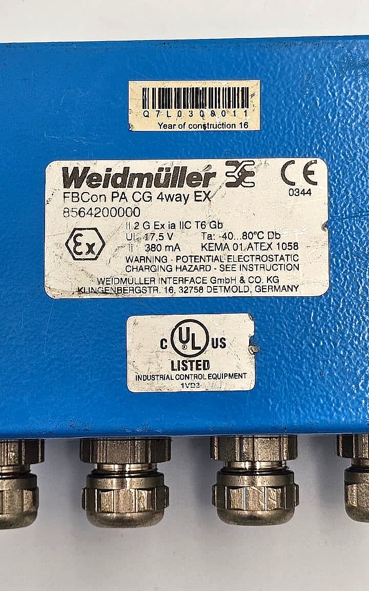 Weidmüller FBCon PA CG 4Way EX Industrial Fieldbus Distributor | German Made2