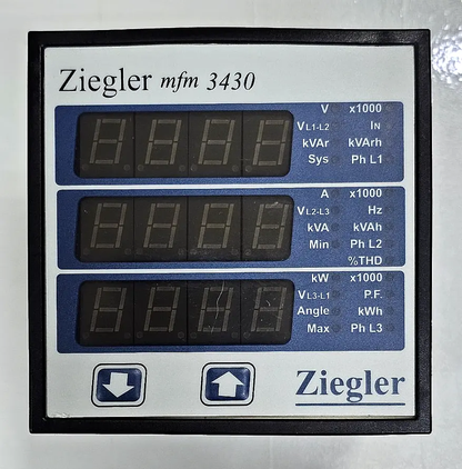 Ziegler MFM 3430 MultiFunction Meter | 3Ph 415V | 5A/1A | 100–250V AC/DC - saleem al tamimi electric equipment trading co llc-UAE